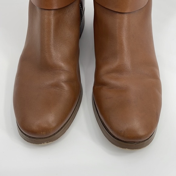 MICHAEL KORS Knee High Ankle Strap Leather Riding Boots 7.5 Caramel Brown *Fair* - Picture 4 of 10